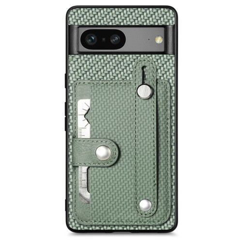 Wristband Kickstand Card Wallet Back Cover Phone Case with Tool Knife for Google Pixel 7a - Green