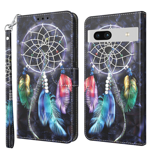 5G 3D Painted Leather Phone Case for Google Pixel 7a - Colorful Dreamcatcher