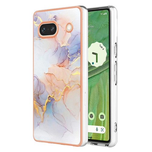 Electroplating IMD TPU Phone Case for Google Pixel 7a - White Marble
