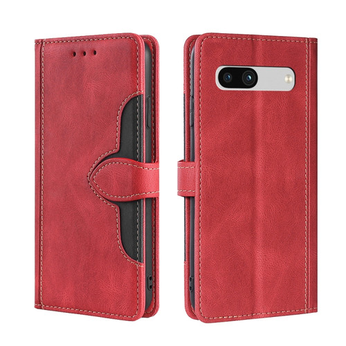 Skin Feel Magnetic Buckle Leather Phone Case for Google Pixel 7a - Red