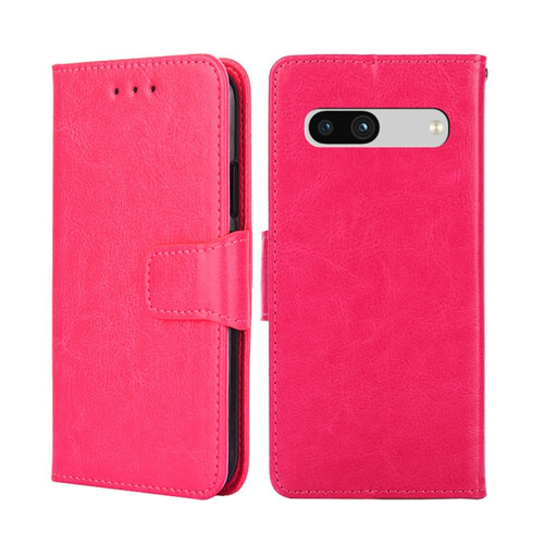 Crystal Texture Leather Phone Case for Google Pixel 7a - Rose Red