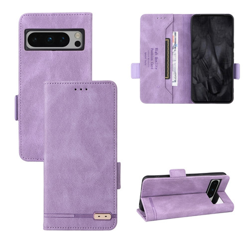 Magnetic Clasp Leather Phone Case for Google Pixel 8 Pro - Purple