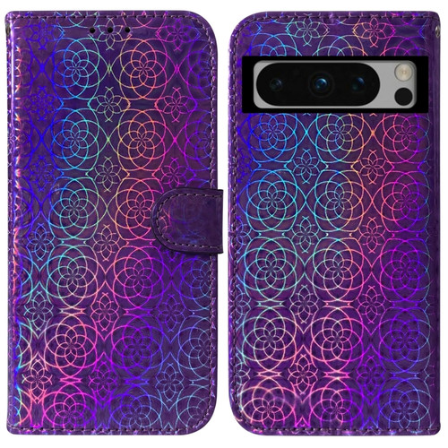 Colorful Magnetic Buckle Leather Phone Case for Google Pixel 8 Pro - Purple