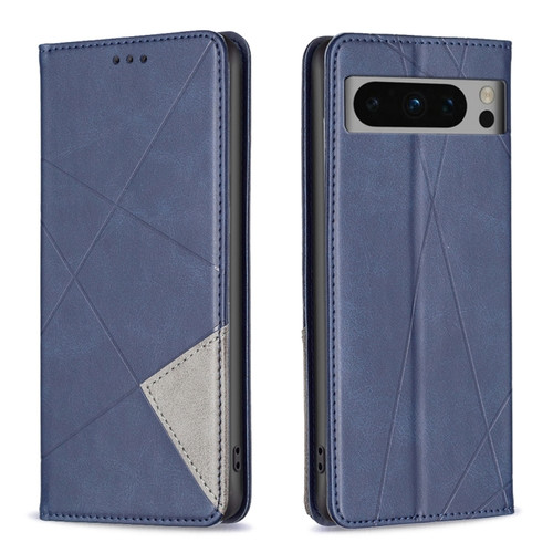 Rhombus Texture Magnetic Leather Phone Case for Google Pixel 8 Pro - Blue