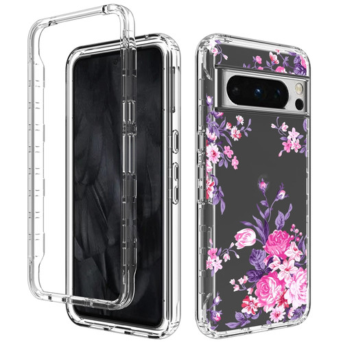 Transparent Painted Phone Case for Google Pixel 8 Pro - Pink Flower