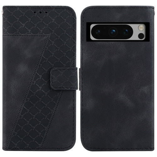 7-shaped Embossed Leather Phone Case for Google Pixel 8 Pro - Black