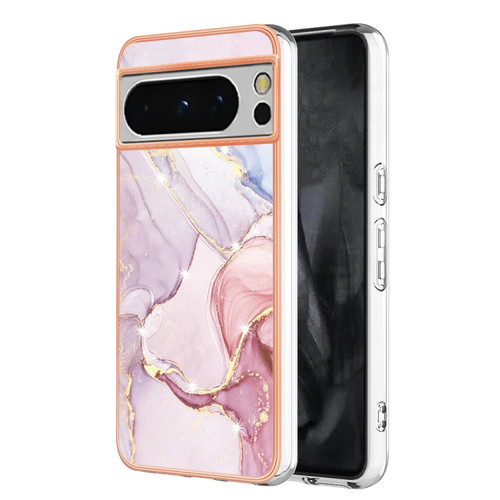 Electroplating Marble Dual-side IMD Phone Case for Google Pixel 8 Pro - Rose Gold 005