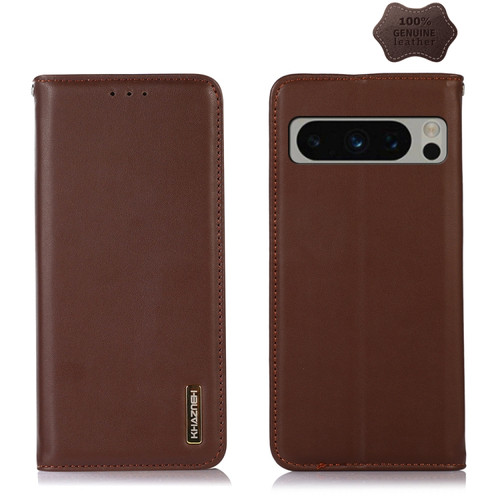 KHAZNEH Nappa Top Layer Cowhide Leather Phone Case for Google Pixel 8 Pro - Brown