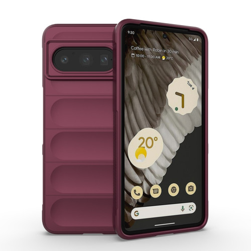 5G Magic Shield TPU + Flannel Phone Case for Google Pixel 8 Pro - Wine Red