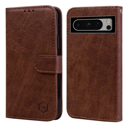 Skin Feeling Oil Leather Texture PU + TPU Phone Case for Google Pixel 8 Pro - Brown