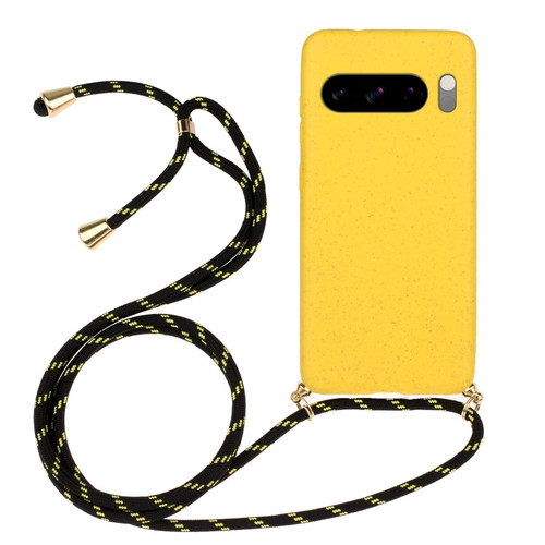 Wheat Straw Material + TPU Protective Case with Lanyard for Google Pixel 8 Pro - Yellow