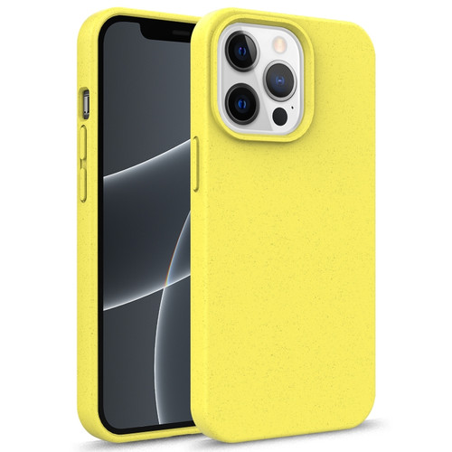 Starry Series Shockproof Straw Material + TPU Protective Case for iPhone 13 Pro Max - Yellow