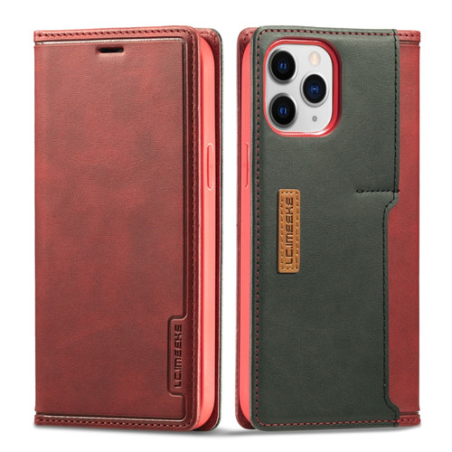 LC.IMEEKE LC-001 Series PU + TPU Color Matching Frosted Horizontal Flip Leather Case with Holder & Card Slot for iPhone 13 Pro Max - Red