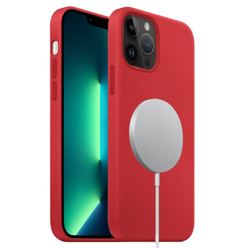 MagSafe Liquid Silicone Full Coverage Phone Casefor iPhone 13 Pro Max - Red