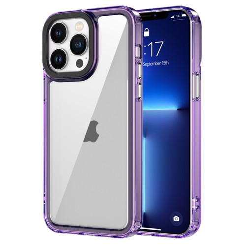 Transparent Acrylic + TPU Shockproof Phone Casefor iPhone 13 Pro Max - Transparent Purple