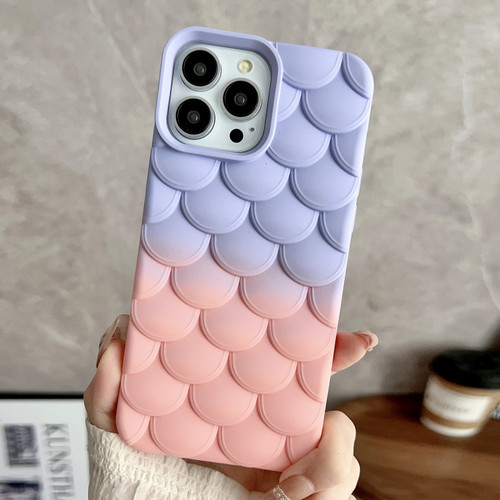 Gradient Mermaid Scale Skin Feel Phone Casefor iPhone 13 Pro Max - Pink Purple