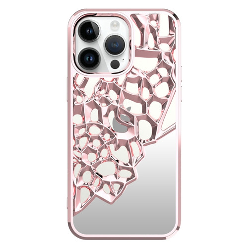 Mirror Style Hollow Heat Dissipation Electroplated TPU Phone Casefor iPhone 13 Pro Max - Pink