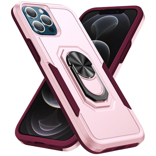 Ring Kickstand Heavy Duty Shockproof Phone Case for iPhone 13 Pro Max - Pink
