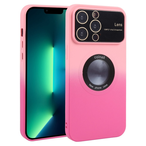 Gradient Silicone Shockproof Magsafe Phone Case with Lens Filmfor iPhone 13 Pro Max - Pink Rose