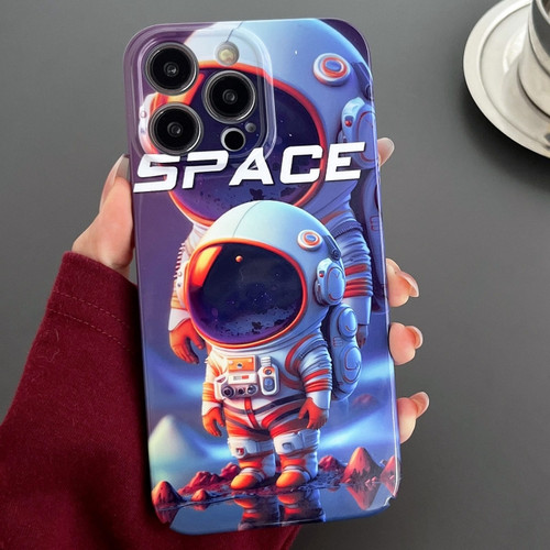 Painted Pattern Precise Hole PC Phone Casefor iPhone 13 Pro Max - Orange White Astronaut