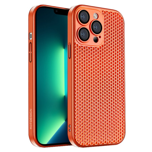 Honeycomb Radiating PC Phone Casefor iPhone 13 Pro Max - Orange