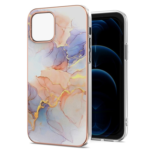 Electroplating Pattern IMD TPU Shockproof Case for iPhone 13 Pro Max - Milky Way White Marble