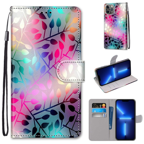 Coloured Drawing Cross Texture Horizontal Flip PU Leather Case with Holder & Card Slots & Wallet & Lanyard for iPhone 13 Pro Max - Translucent Glass