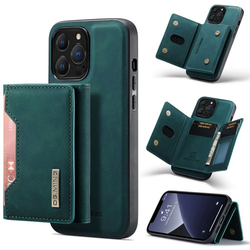 DG.MING M2 Series 3-Fold Card Bag Shockproof Case with Wallet & Holder Function for iPhone 13 Pro Max - Green