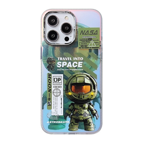 Fluorescent Laser Astronaut Phone Casefor iPhone 13 Pro Max - Army Green