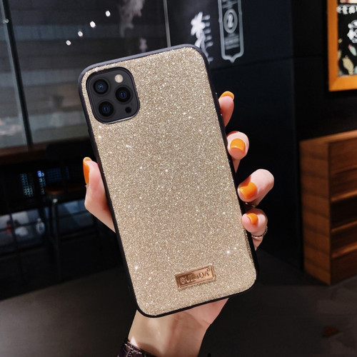 SULADA Shockproof TPU + Handmade Leather Case for iPhone 13 Pro Max - Gold