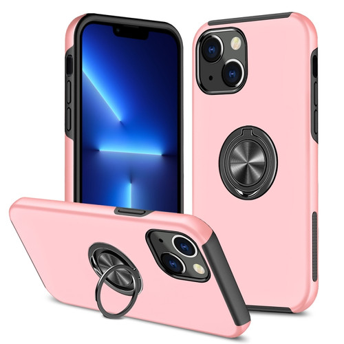 Magnetic Ring Kickstand Shockproof Phone Case for iPhone 13 Pro Max - Rose Gold