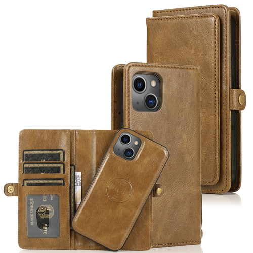 Strong Magnetic Detachable Horizontal Flip Leather Case with Card Slots & Wallet for iPhone 13 Pro Max - Brown