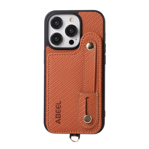 ABEEL Carbon Fiber RFID Card Holder Phone Casefor iPhone 13 Pro Max - Brown