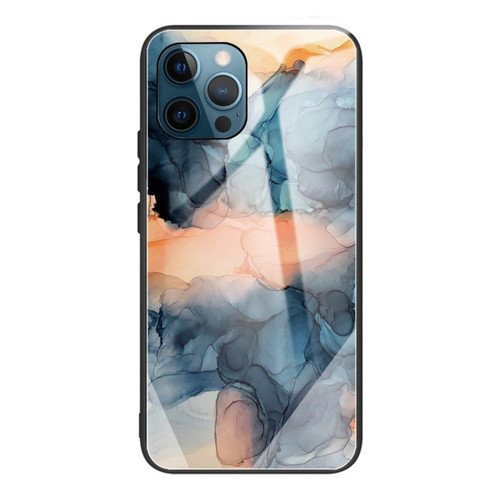 Abstract Marble Pattern Glass Protective Case for iPhone 13 Pro Max - Abstract Blue