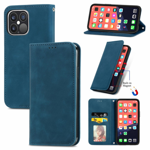 Retro Skin Feel Business Magnetic Horizontal Flip Leather Case With Holder & Card Slots & Wallet & Photo Framefor iPhone 13 Pro Max - Blue