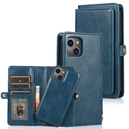 Strong Magnetic Detachable Horizontal Flip Leather Case with Card Slots & Wallet for iPhone 13 Pro Max - Blue