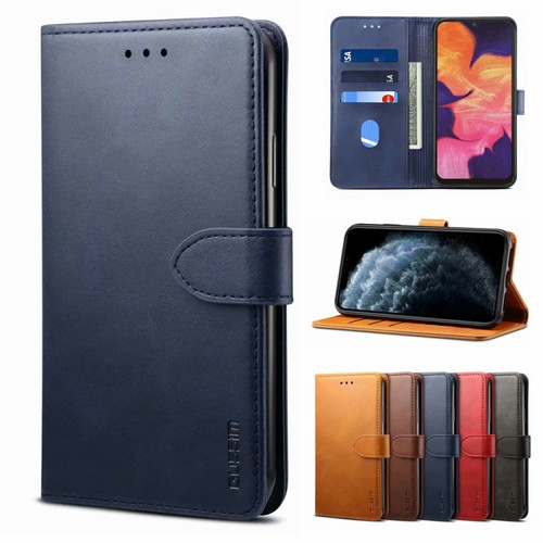 GUSSIM Business Style Horizontal Flip Leather Case with Holder & Card Slots & Wallet for iPhone 13 Pro Max - Blue