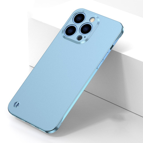 Electroplating Frosted Frameless Phone Case for iPhone 13 Pro Max - Light Blue