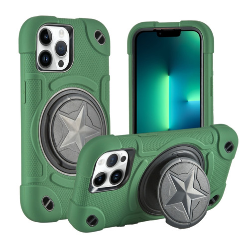 Shield PC Hybrid Silicone Phone Casefor iPhone 13 Pro Max - Dark Green+Black