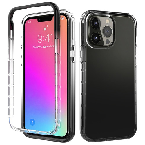 Shockproof High Transparency Two-color Gradual Change PC+TPU Candy Colors Protective Case for iPhone 13 Pro Max - Black
