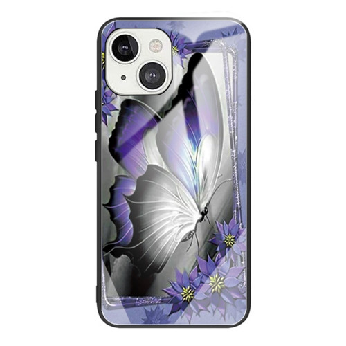 Colorful Painted Glass Shockproof Protective Case for iPhone 13 Pro Max - Butterfly