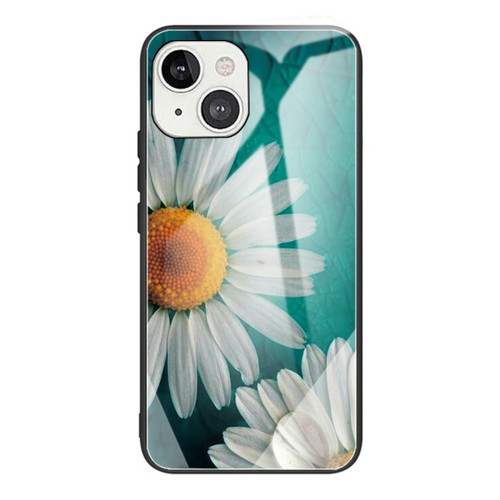 Colorful Painted Glass Shockproof Protective Case for iPhone 13 Pro Max - Chamomile