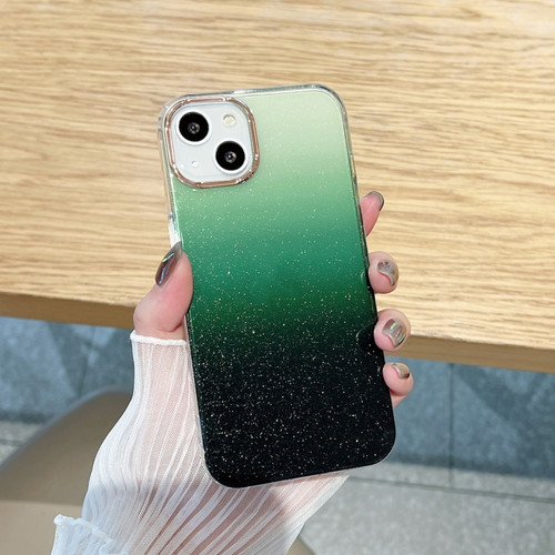 Glitter Gradient TPU Phone Case for iPhone 13 Pro - Black Green