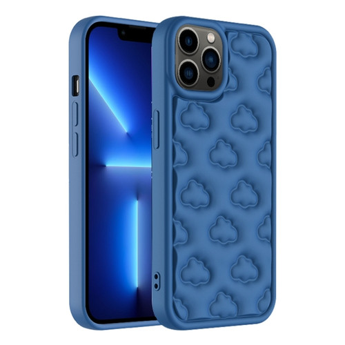 3D Cloud Pattern TPU Phone Case for iPhone 13 Pro - Dark Blue