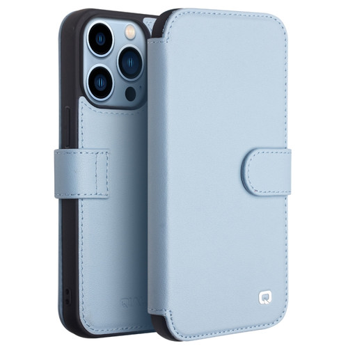 QIALINO Magnetic Buckle Phone Leather Case with Card Slot for iPhone 13 Pro - Sierra Blue