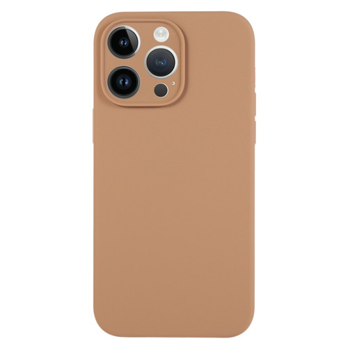 Pure Color Liquid Silicone Fine Pore Phone Case for iPhone 13 Pro - Light Brown