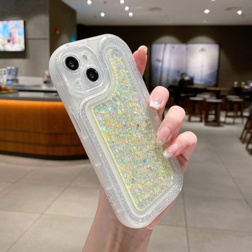 Luminous Sequins Glitter Epoxy Phone Case for iPhone 13 Pro - Yellow