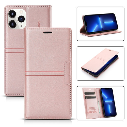 Dream Magnetic Suction Business Horizontal Flip PU Leather Case with Holder & Card Slot & Wallet for iPhone 13 Pro - Rose Gold