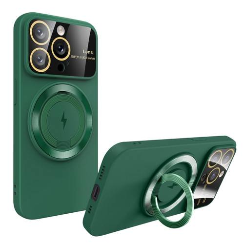 Large Window MagSafe Magnetic Holder Phone Case for iPhone 13 Pro - Dark Green