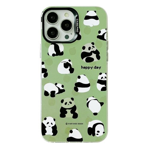 Electroplated Silver Series PC Protective Phone Case for iPhone 13 Pro - Green Panda